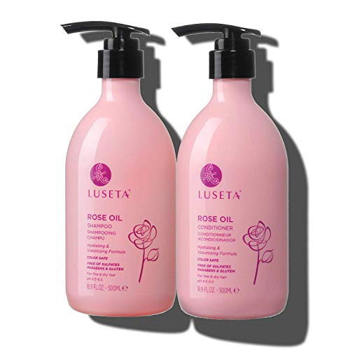 Luseta Rose Oil Shampoo and Conditioner for Volumizing Hydrating Color safe glutenfree sulfatefree parabenfree cruelty f