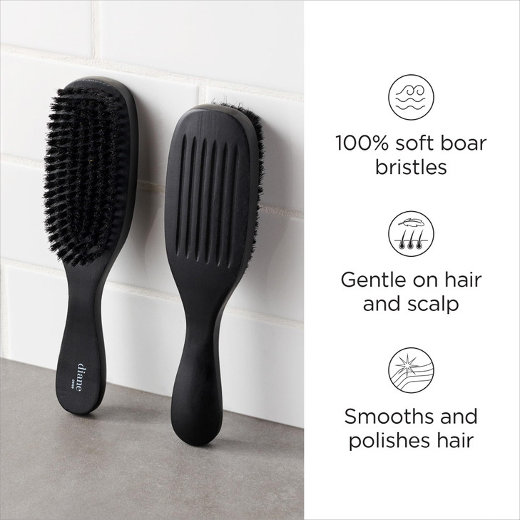 Diane 7-Row Boar Bristle Wave Brush  Soft 100% Boar Bristles for Fine to Medium Hair, 360 Waves, Smoothing & Polishing, Gentle on Scalp, Real Wood H online at globaldelivered