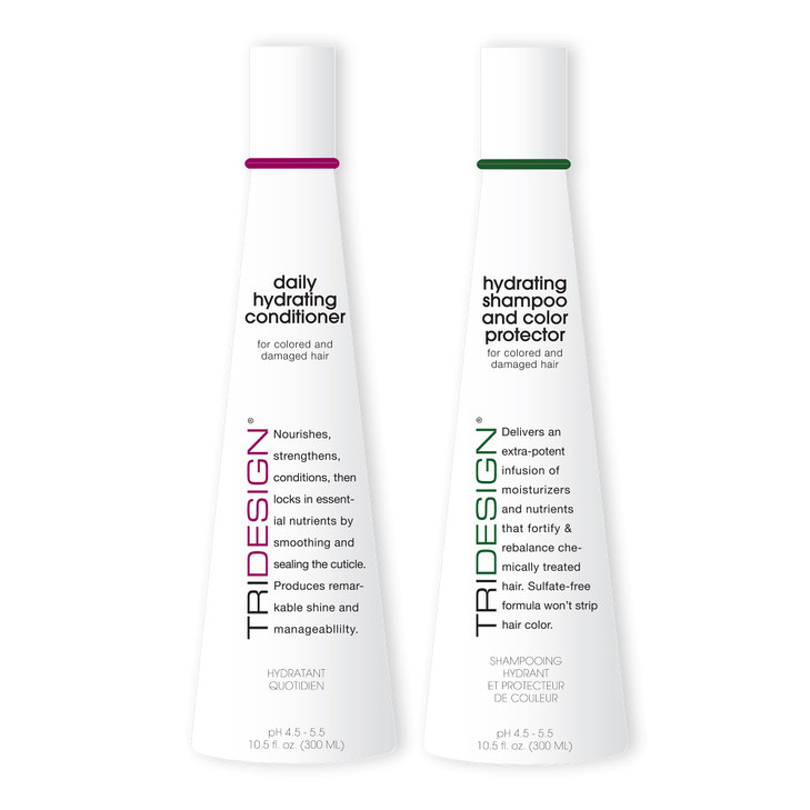 TRI Design Hydrating Shampoo Conditioner Set Sulfate Free Shampoo Conditioner for Dry Damaged Hair Protect Repair and Mo