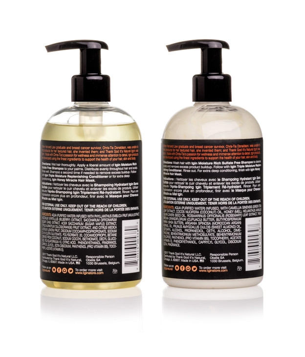 tgin Moisturizing Shampoo Conditioner Duo for Curly Coily and Wavy Hair Sulfate Free Moisturizes and Detangles Dry Hair