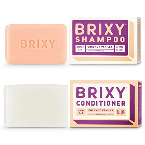 BRIXY Balancing Shampoo and Conditioner Bar Set Controls Oil And Hydrates Strands All Hair Types pH Balance Color Safe R