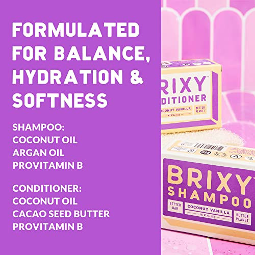 BRIXY Balancing Shampoo and Conditioner Bar Set Controls Oil And Hydrates Strands All Hair Types pH Balance Color Safe R