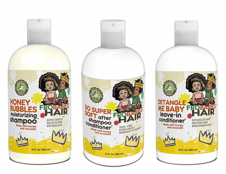 Frobabies Hair Honey Bubbles Moisturizing Shampoo Soft Conditioner and Detangle Leave In Conditioner