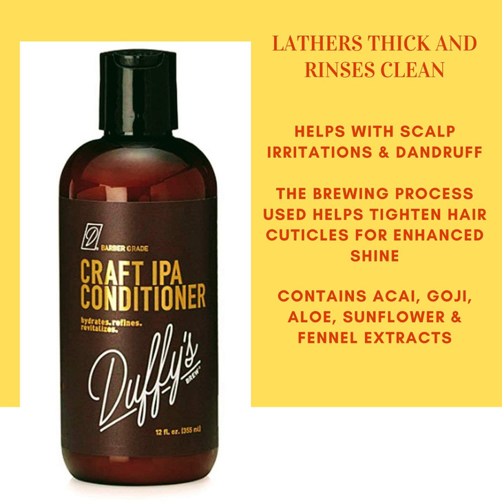Duffys Brew Craft Beer Conditioner and Shampoo 2Pack Hair Care Kit that Moisturizes Nourishes Seals Protects and is Colo