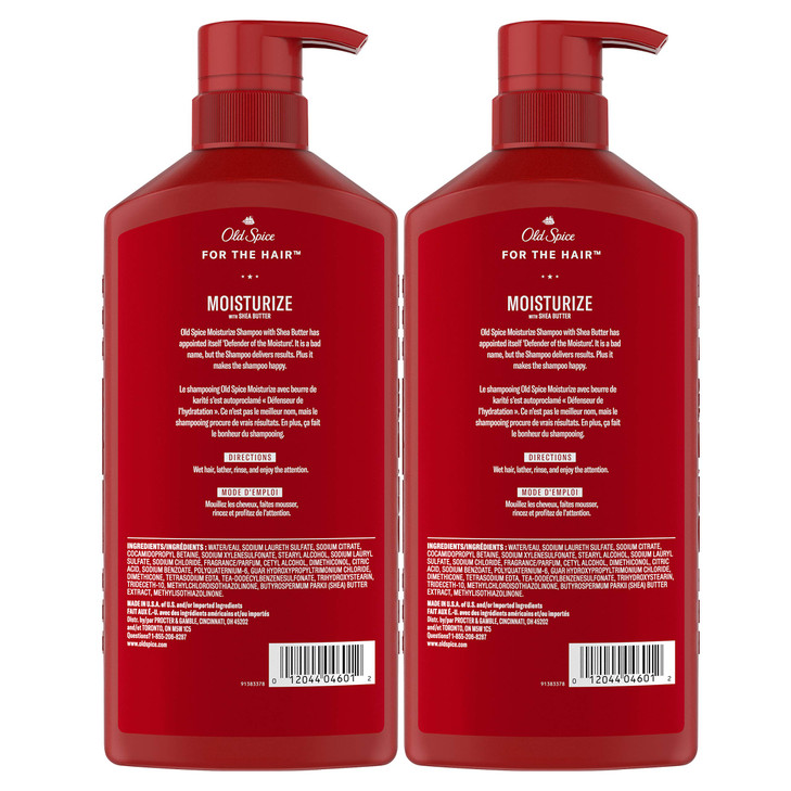 Old Spice Moisturize Shampoo for Men with Shea Butter Vanilla Twin Pack 219 Oz Each