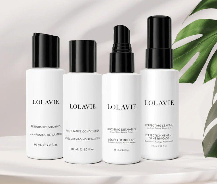 LolaVie RESTORE PROTECT TRAVEL KIT 4pc Hair Care Set Revitalizing Repairing Cleansing Protecting All Hair Types Vegan Cr