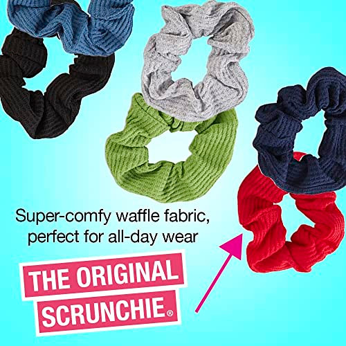 Scunci by Conair The Original Scrunchie Waffle Knit Scrunchies in Navy, White, Red, Blue, Grey and Black, Hair Ties for Women, 6 Count online at globaldelivered
