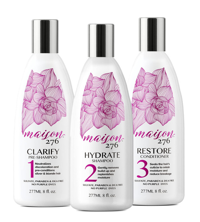 Maison 276 PreShampoo Shampoo and Conditioner for Silver Gray Blonde Hair 3Step System ToneBrightening and Enhancement N