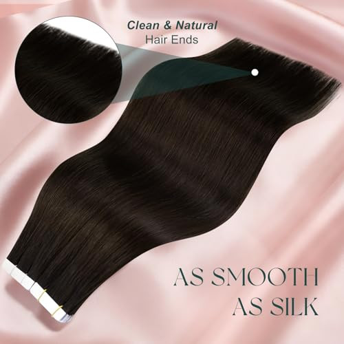 Easyouth Tape in Hair Extensions Human Hair Dark Brown Tape in Extensions Human Hair Brown 18 Inch 20pcs Adhesive Tape i