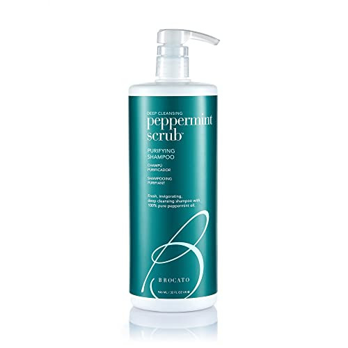 Brocato Peppermint Scrub Purifying Shampoo Deep Cleansing 32 Oz Fresh Invigorating Lightweight with Pure Peppermint Oil