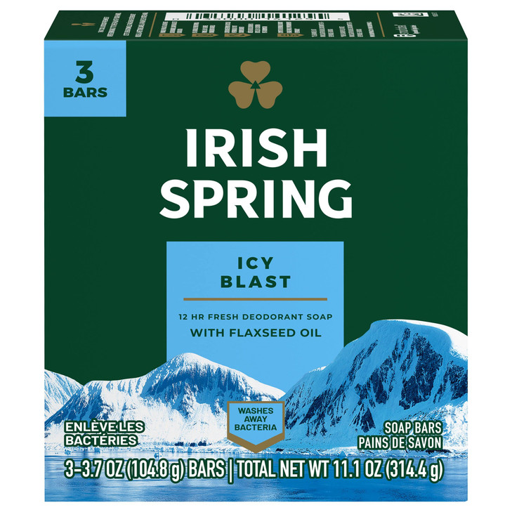 Irish Spring Bath Bar, 3 x 3.75 Oz bars, Icy Blast, 11.25 Oz online at globaldelivered