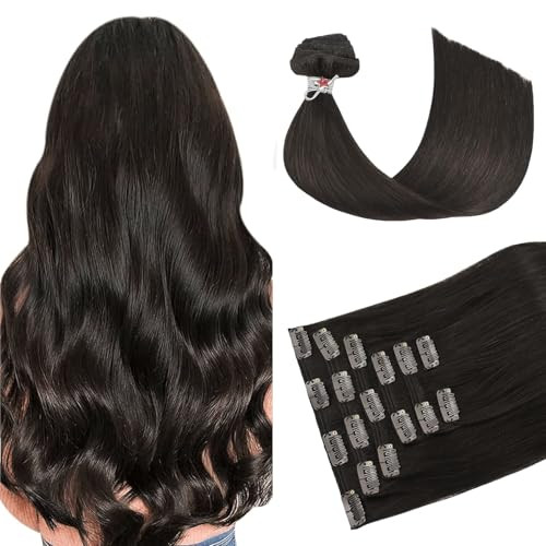 HUAYI Clip In Hair Extensions Ash Blonde Mixed Platinum Blonde 120g 18 Inch Real Human Hair Extensions for Women Premium