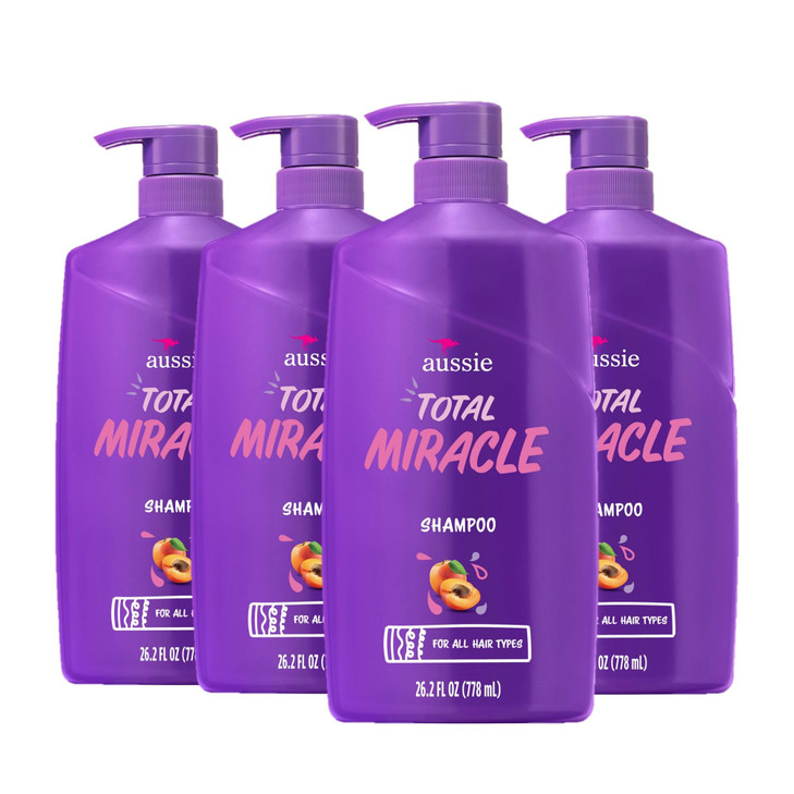 Aussie Total Miracle with Apricot Macadamia Oil Paraben Free Shampoo 262 fl oz Pack of 4