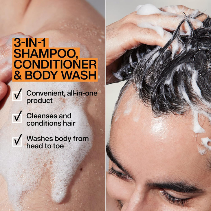 Redken Brews 3In1 Mens Shampoo Conditioner and Body Wash MultiPurpose Hair Body Cleanser For Men Moisturizes Hydrates Al