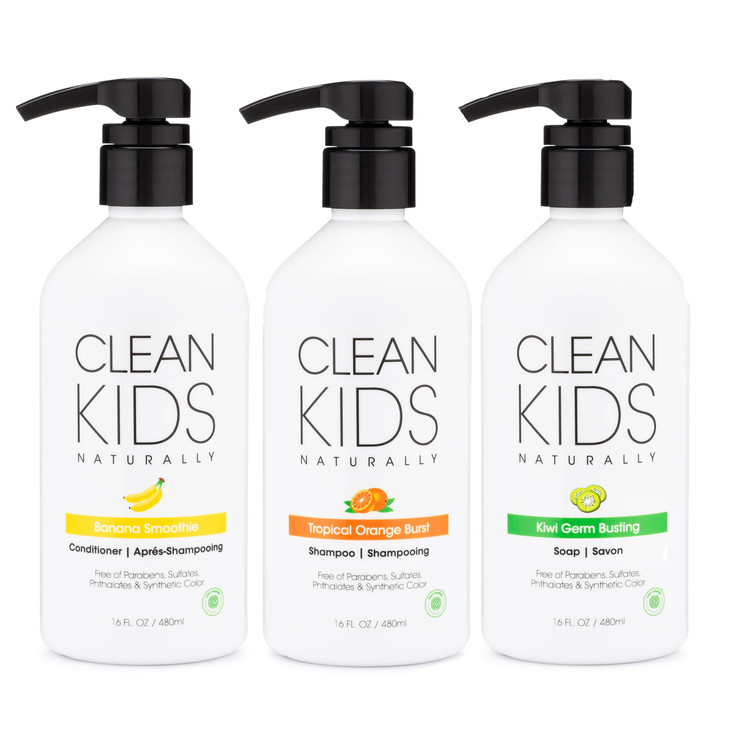 Clean Kids Naturally Bath Sets Shampoo Conditioner Detangler EWG Verified