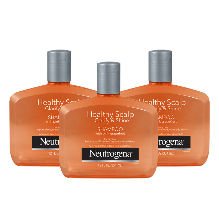 Neutrogena Exfoliating Healthy Scalp Clarify Shine Shampoo for Oily Hair and Scalp AntiResidue Shampoo with Pink Grapefr