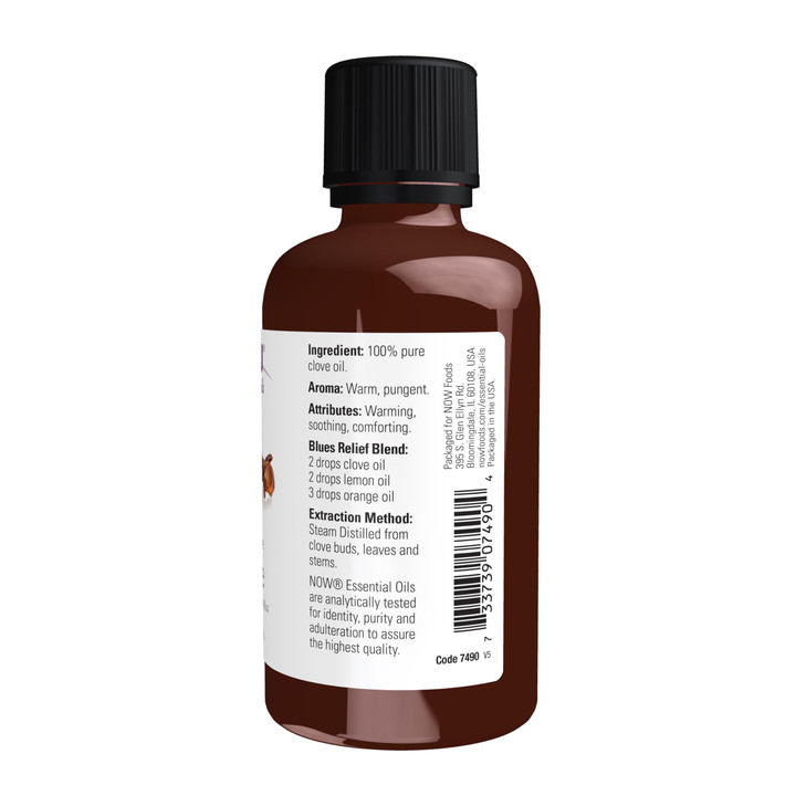 NOW Essential Oils, Clove Oil, Balancing Aromatherapy Scent, Steam Distilled, 100% Pure, Vegan, Child Resistant Cap, 2-Ounce