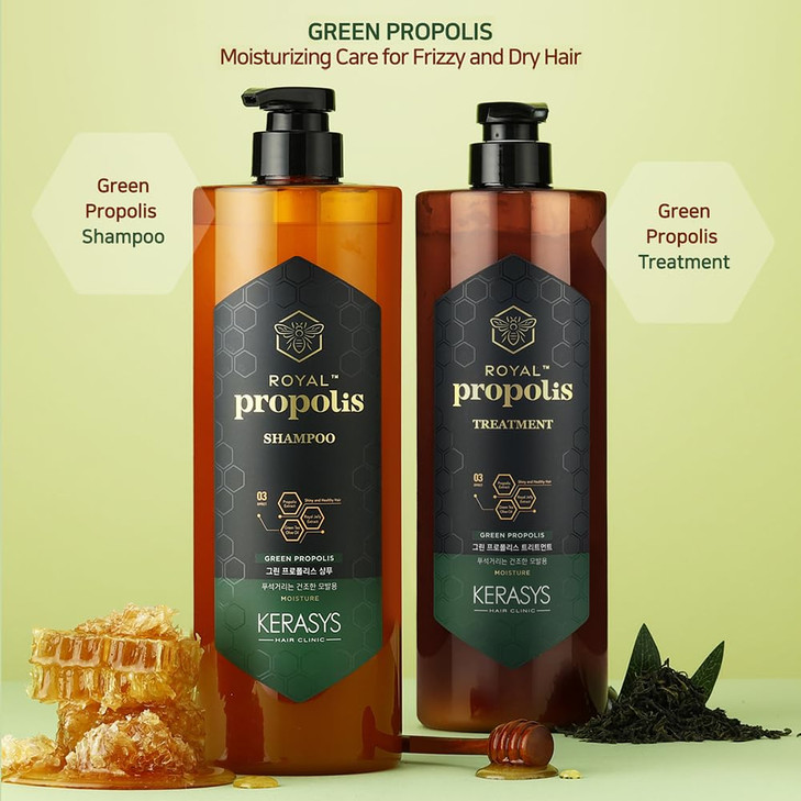 Kerasys Propolis Royal Jelly Extract Green Tea Olive Oil Shiny and Healthy Hair Propolis Green Moisture 338 fl oz 1L Sha
