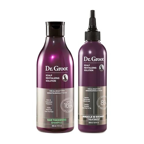 Dr Groot Thickening Shampoo Scalp Treatment Set for Hair Loss Clinical Results with Biotin and Rosemary for Hair Thinnin