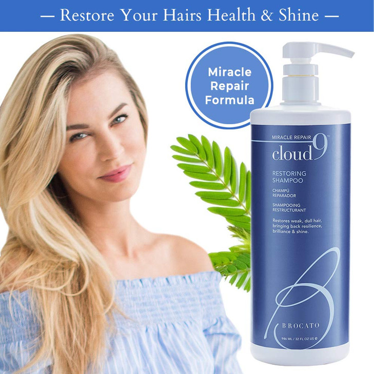 Brocato Cloud 9 Restoring Shampoo 32 Fl Oz Miracle Repair Moisturizing Hydrate Revitalizing Shampoo For Weak Dull Dry Da