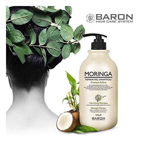 BARON MORINGA Hair Treatment Repairing Shampoo Premium Edition 1000ml 339 fl oz For Dry and Damaged Hair