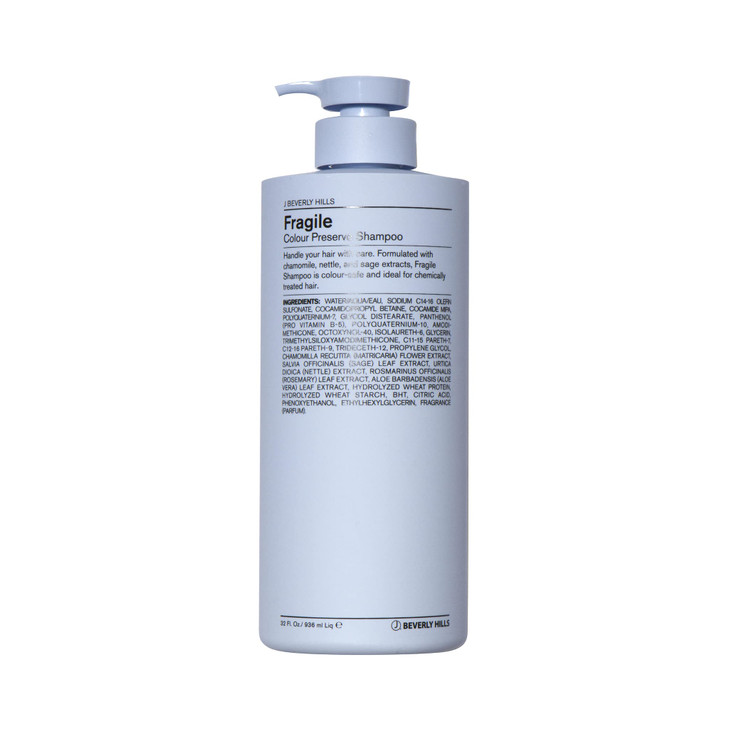 J Beverly Hills Blue Fragile Colour Preserve Shampoo with Sage Oil to Brighten Color 3 Oz 12 Oz 32 Oz