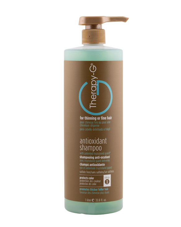 TherapyG Antioxidant Shampoo Liter 338oz for fine thinning hair and anti hair loss Protects hair color and prevents dama