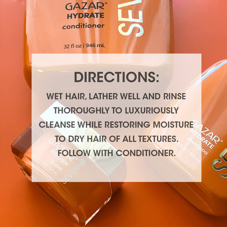 SEVEN Hair Care Gazar Hydrate Shampoo for Women Men Sulfate Paraben Free Cruelty Free with Pro Vitamin B5 Sugarcane Mois