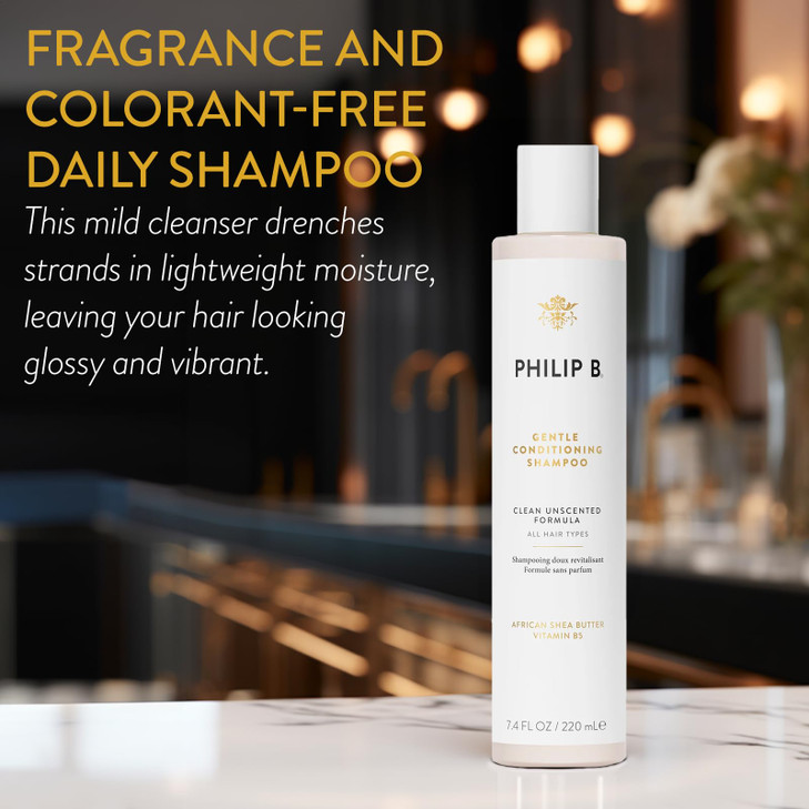 PHILIP B Gentle Conditioning Shampoo 32 fl oz 947 ml LightWeight Unscented Cleanser Adds Softness Shine With Shea Butter