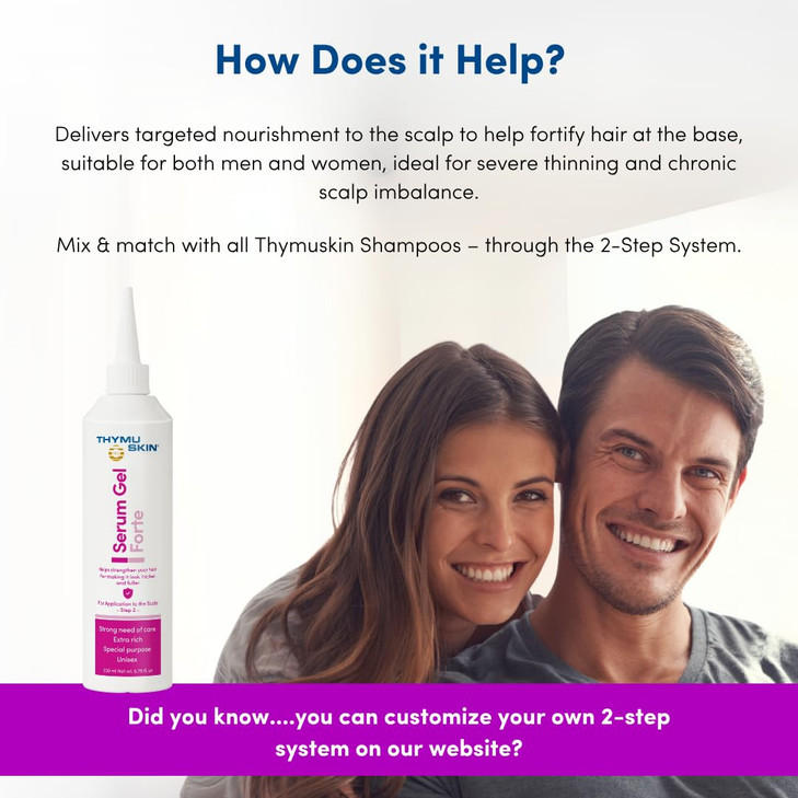 THYMUSKIN Forte Serum Step 2 of 2 in the Thymuskin System provides extrarich support for severe thinning chronic scalp i