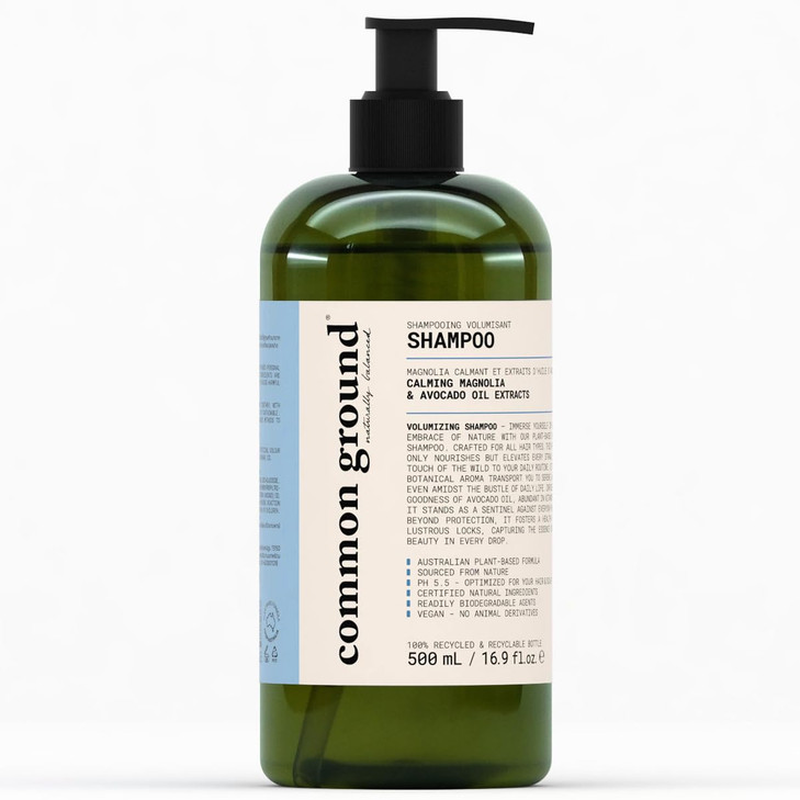 Common Ground Volumizing Natural Shampoo Paraben and Cruelty Free Vegan PlantBased Botanical Magnolia Scent Avocado Oil