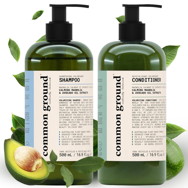 Common Ground Volumizing Natural Shampoo and Conditioner Set Paraben and Cruelty Free Vegan PlantBased Ingredients Botan