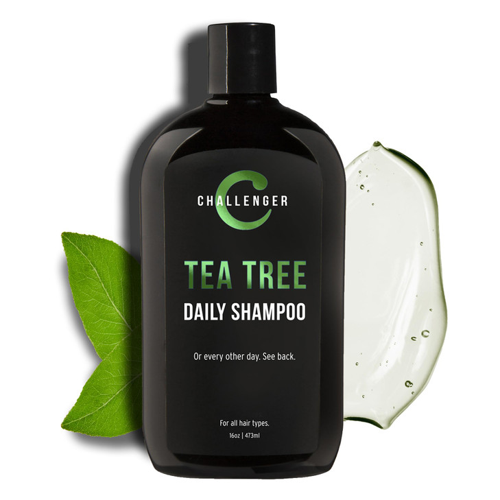 Challenger Tea Tree Shampoo Mens Shower Product For Itchy Dry Scalp Removes Dirt Oils Sulfate Free Argan Oil Biotin Kera