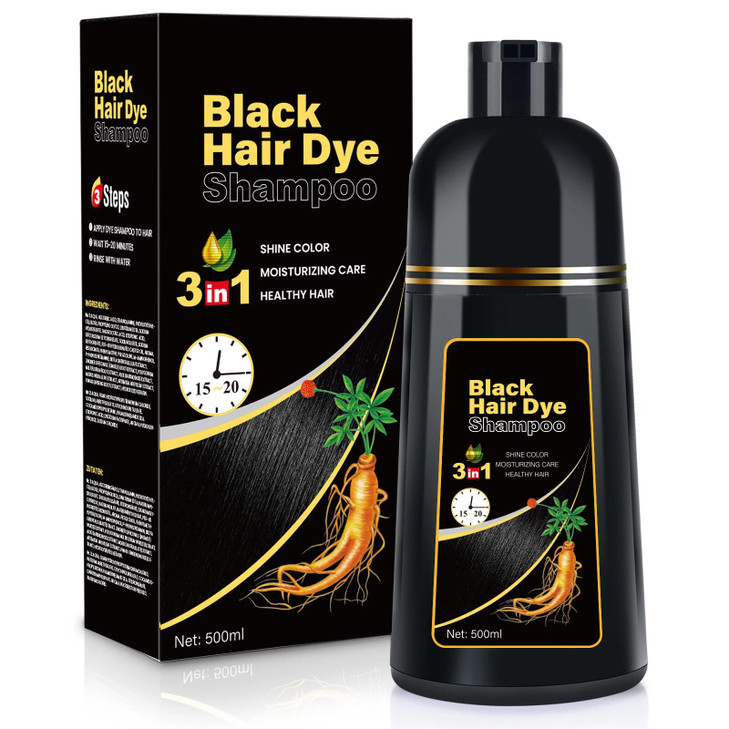 BOJICA Black Hair Dye 3 in 1 Shampoo for Gray Hair Herbal Ingredients for WomenMen Dye in MinutesSemiPermanent176 FL OZ