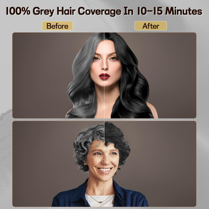 BOJICA Black Hair Dye Shampoo 3 in 1 for Gray Hair Hair Color shampoo for Women Natural Shampoo Hair Dye100 Grey Hair Co