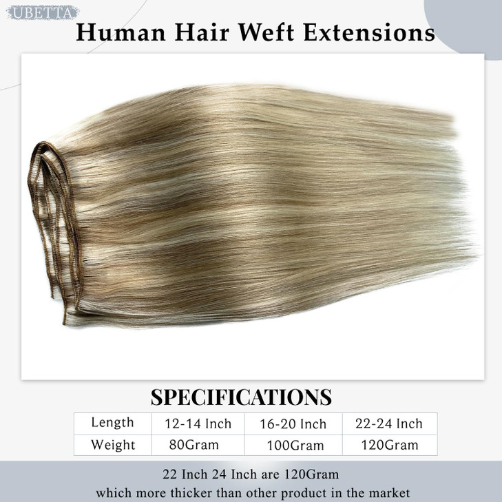 Sew in Hair Extensions Real Human Hair Ash Blonde Balayage Blonde Hand Tied Weft Hair Extensions Human Hair Bundles 14 I