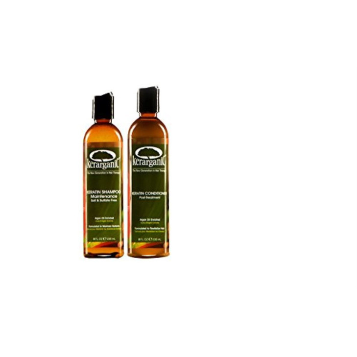 KERARGANIC Organic Salt Sulfate Free Shampoo and Conditioner 08oz Keratin PostTreatment Set Professional Moisturizing Sh