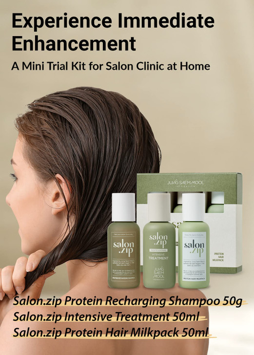 JUNGSAEMMOOL OFFICIAL SalonZIP Home Clinic Mini Trial Kit 3ea Recharging Shampoo 50gHair Milk Pack 50mlIntensive Treatme