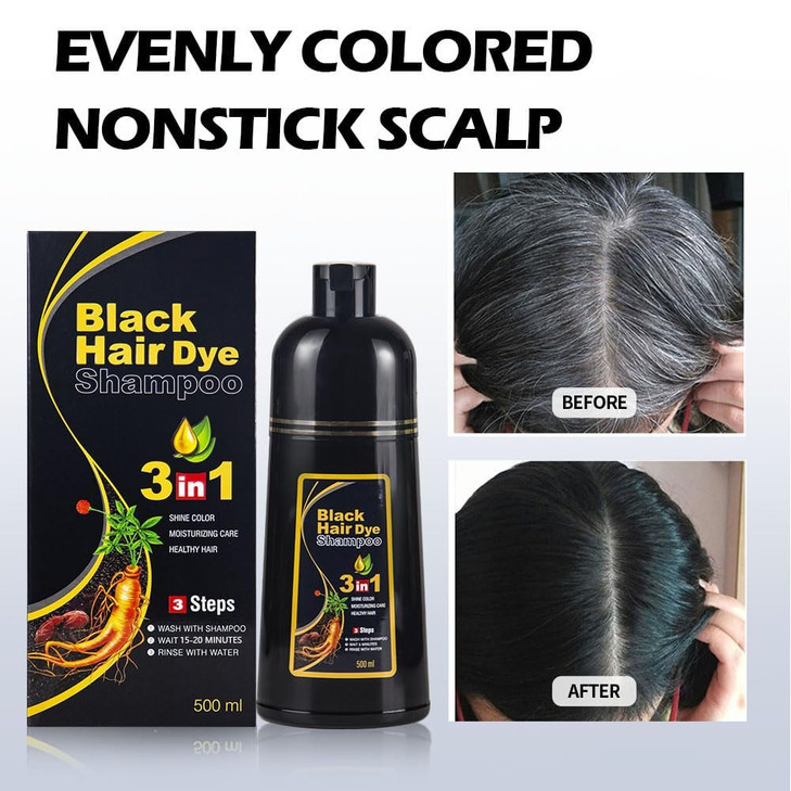 cosmpro Black Hair Dye Shampoo 3 in 1 for WomenMen for Gray Coverage Instant Hair Color Shampoo Semi Permanent Champu Pa