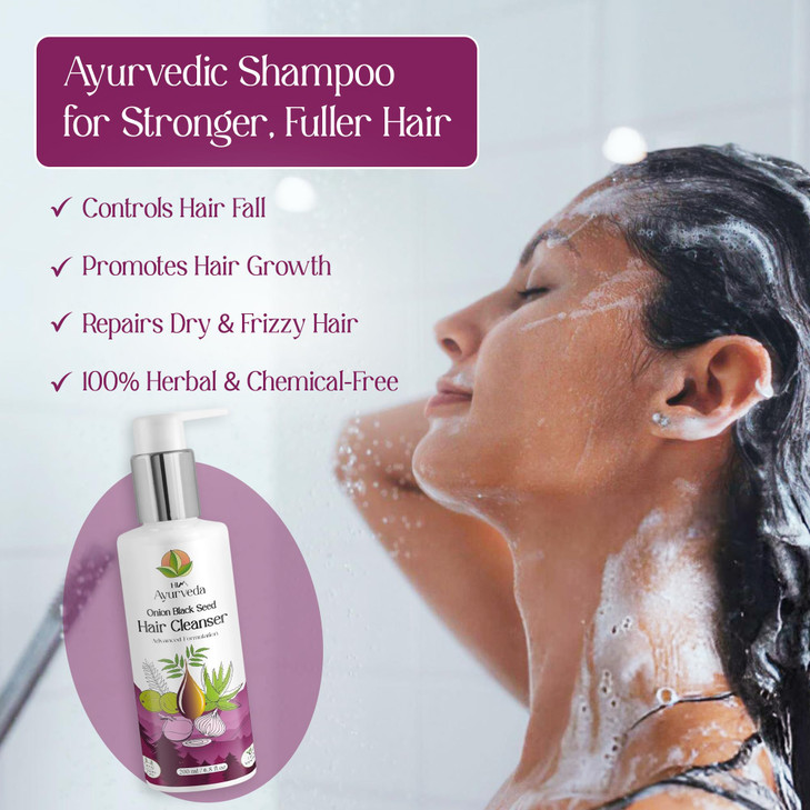 HIM AYURVEDA Onion Black Seed Hair Cleasner ShampooMen and Women 100 Natutal and AyurvedicSulfate FreeFor All Hair TypeF