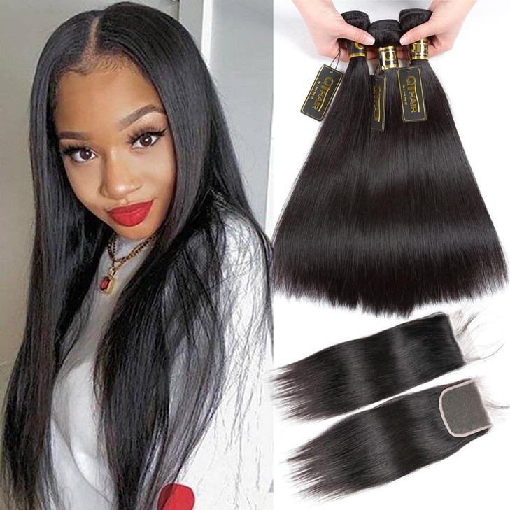 QTHAIR 18A Virgin Hair Straight Human Hair with Lace Closure 16 18 2014 100 Unprocessed Straight Brazilian Virgin Hair W