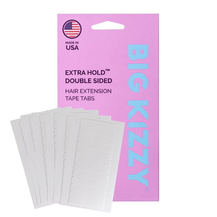 Big Kizzy Extra Hold Double Sided Hair Extension Tape 144 tabs replacement tape Strong hold of 68 weeks Made in USA