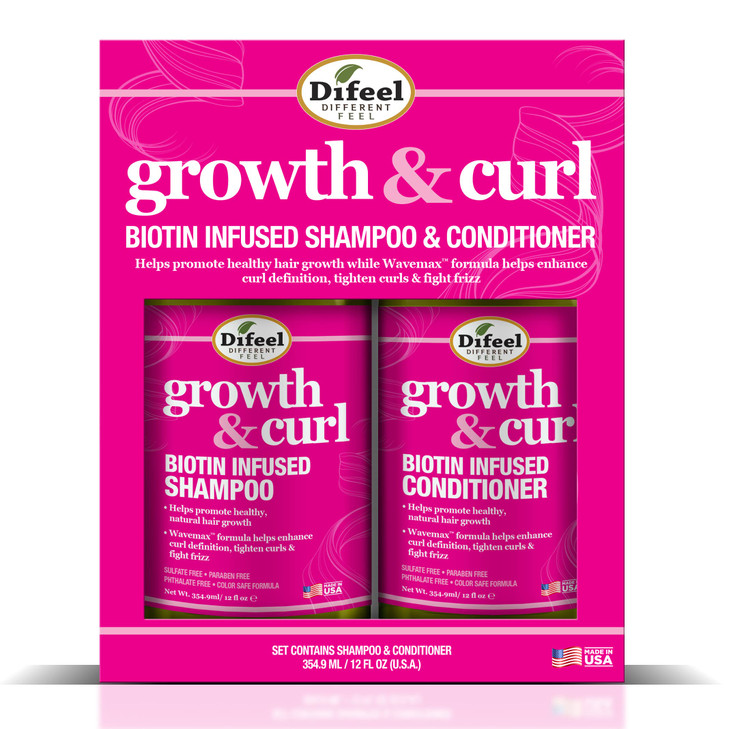 Difeel Biotin Shampoo Conditioner 24oz Gift Set Hair Growth Curl Defining and for Curly Paraben Sulfate Free Phthalate U