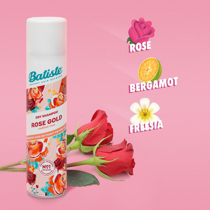 Batiste Dry Shampoo Rose Gold Refresh Hair and Absorb Oil Between Washes Waterless Shampoo for Added Hair Texture and Bo