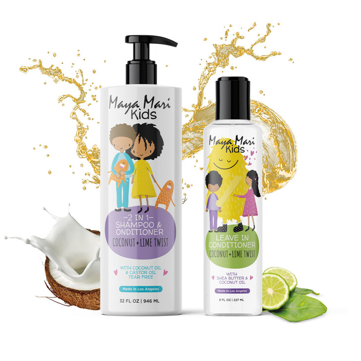 MAYA MARI Curly Hair Kids Ultimate Curls Set includes 2 in 1 Shampoo and Conditioner and Leave In Conditioner Coconut Sc