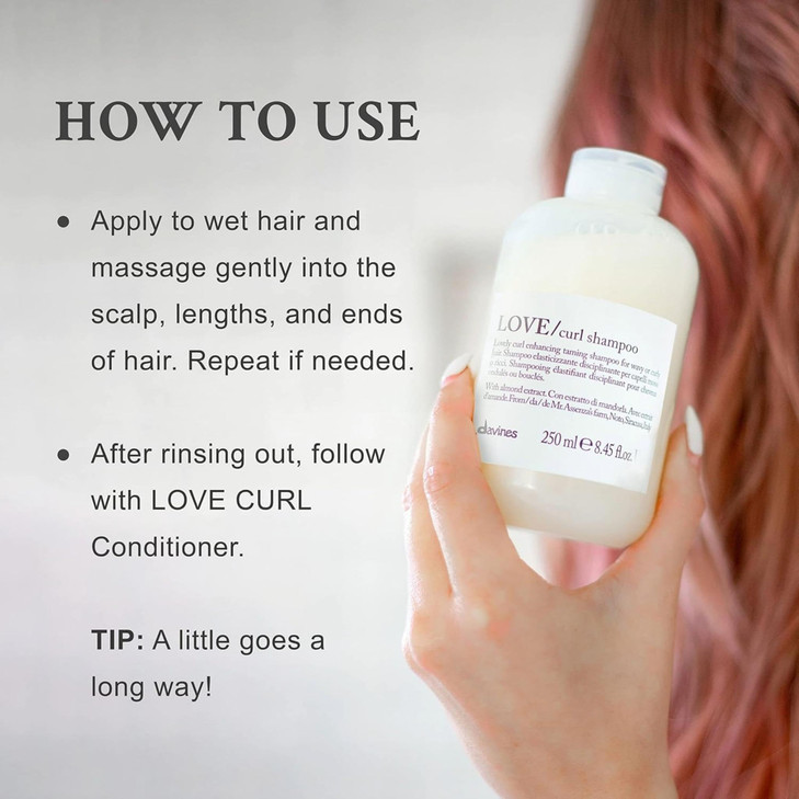 Davines LOVE Curl Shampoo Enhancing Volume Taming Gentle Formula for Wavy and Curly Hair Softens Hydrates and Boosts Cur