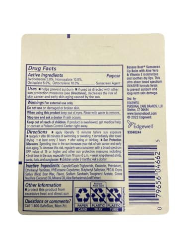 Banana Boat Sunscreen Lip Balm with Aloe Vera & Vitamin E, SPF45