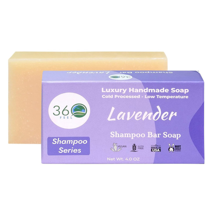 360Feel Lavender Shampoo Bar Nourishing and Moisturizing AntiDandruff Shampoo Bar Handmade with Essential Oils Travel Fr