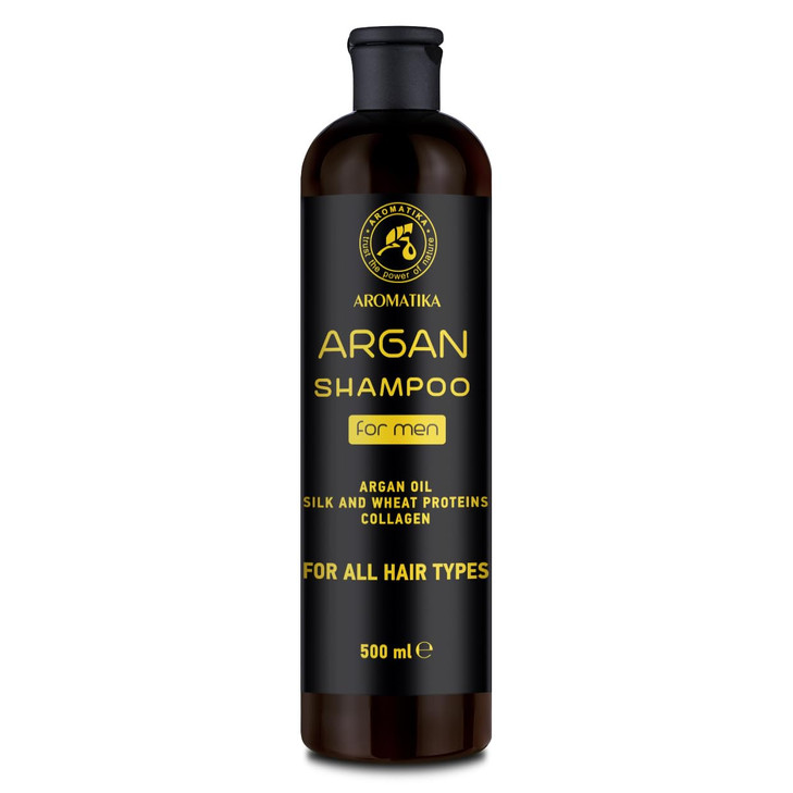 AROMATIKA Argan Oil Shampoo for Men 17 Fl Oz with Natural Argan Oil Herbal Extracts for All Hair Types Special Restorati