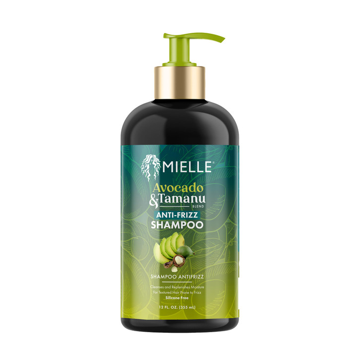 Mielle Organics Avocado Tamanu AntiFrizz Shampoo Sulfate Free Smoothing Shampoo for Textured Curly Straight Styles Humid